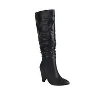 Botas De Moda Hasta La Rodilla Con Pliegues Boots Largas De Cuero PU Elástico for Mujer Elegantes Zapatos Sin Cordones for Novias Tacones Altos De Punta Afilada for Otoño E Invierno(Black,42 EU)