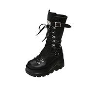 Botas de Montar Estilo Punk con tacón y Suela Gruesa hasta la Rodilla, Look Atrevido para Diario y Tiempo Libre en Clima frío, Mujer, Ideales con Jeans y Cuero