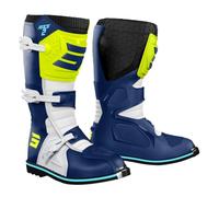 Botas de moto para niños Shot Race 2 azul-blanco-amarillo fluo 38
