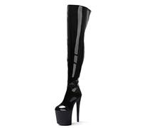 Botas de Mujer Altas sobre la Rodilla con Punta Redonda - Tacones de 8 Pulgadas para Citas, Moda Y2K y Discoteca,Negro,40 EU