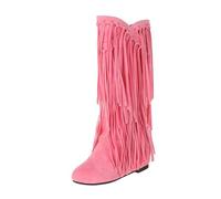 Botas de mujer botas de media pantorrilla frontera comercial europea y extranjera otoño e invierno borla botas de mujer punta redonda mejorar la altura del pie botas casuales botas de mujer botas de