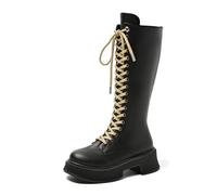 Botas de Mujer con Suela Gruesa y Recta, Redondas, cálidas y de Color, para otoño, Ideales para Diario y Tiempo Libre en Clima frío, Antideslizantes y acogedoras para Caminar_1