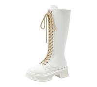 Botas de Mujer con Suela Gruesa y Recta, Redondas, cálidas y de Color, para otoño, Ideales para Diario y Tiempo Libre en Clima frío, Antideslizantes y acogedoras para Caminar_3