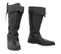 Botas de mujer de piel sintética retro renacentista steampunk zapatos mujer hombre botas planas botas planas con cordones ajustables piratas botas cortas con fondo plano botas vikingas, Negro , 36 EU