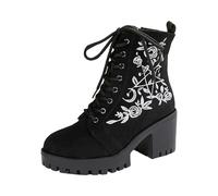 Botas De Mujer Extra Anchas Botines Invierno Caña Ancha Biker Montar A Caballo Calor Antideslizante Tacon Ancho y Comodo Senderismo Impermeables para mayor calidez