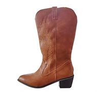 Botas de mujer sin cordones para invierno al aire libre con tacones de flores para mujer, Brown, 40 EU