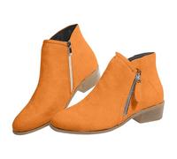 Botas de mujer tacón pequeño - Bota de caminar ortopédica corta zapatos casuales bota con cremallera botas cómodas elegantes lisas botas de senderismo antideslizantes, rojo, 40 EU