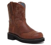 Botas De Mujer Western Ariat Dapper Pull On En Marrón Y Blanco UK 3 - 9