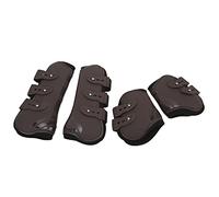 Botas de Neopreno para Patas Delanteras y Traseras de Caballo, Equipo de Protección de Tendones para Deportes y Carreras, Material PU Duradero, 4 Uds. (Conjunto de Delante detrás Marrones.