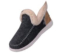 Botas de nieve cálidas con forro de piel gruesa para mujer, para exteriores, interiores, informales, puntera redonda, antideslizantes, para fascitis plantar, botines de forro polar para caminar, gris