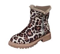 Botas de nieve con forro de cuero cálido para mujer. Botas de invierno de lana auténtica que ofrecen la máxima comodidad y protección contra el frío, café, 43 EU