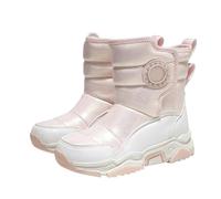 Botas de nieve con forro polar para niñas, antideslizantes, para caminar, senderismo, a media pantorrilla, impermeables, cálidas, acolchadas, térmicas, altas, Pink, 33 EU