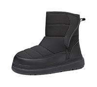 Botas de nieve con forro polar para niñas, para invierno, al aire libre, caminar, senderismo, cálidas, a media pantorrilla, antideslizantes, con plataforma térmica, acolchadas, zapatillas altas, Black