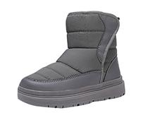 Botas de nieve con forro polar para niñas, para invierno, al aire libre, caminar, senderismo, cálidas, a media pantorrilla, antideslizantes, con plataforma térmica, acolchadas, zapatillas altas, gris