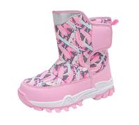 Botas de nieve con forro polar para niñas, zapatos de camuflaje cálidos, acolchados, térmicos, antideslizantes, a media pantorrilla, para exteriores, para caminar, senderismo, Pink, 37 1/3 EU