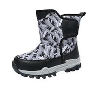 Botas de nieve con forro polar para niñas, zapatos de camuflaje cálidos, acolchados, térmicos, antideslizantes, a media pantorrilla, para exteriores, para caminar, senderismo, gris, 36 2/3 EU