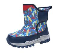 Botas de nieve con forro polar para niñas, zapatos de camuflaje cálidos, acolchados, térmicos, antideslizantes, a media pantorrilla, para exteriores, para caminar, senderismo, Blue, 31 EU