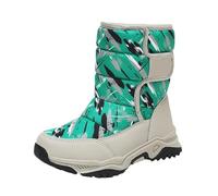 Botas de nieve con forro polar para niños, cálidas, antideslizantes, impermeables, acolchadas, a media pantorrilla, para caminar, senderismo, zapatillas térmicas acolchadas, Green, 36 EU