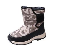 Botas de nieve con forro polar para niños, cálidas, antideslizantes, para caminar, senderismo, a media pantorrilla, acolchadas, térmicas, para exteriores, zapatos deportivos de caña alta, gris, 36 EU