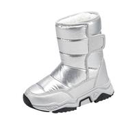 Botas de nieve con forro polar para niños y niñas, cálidas, antideslizantes, botas de esquí al aire libre, de caña alta, para caminar, senderismo, impermeables, a media pantorrilla, Silver, 37 1/3 EU