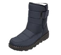 Botas de nieve con plataforma para mujer, media altura, botines forrados de forro polar, botas de invierno repelentes al agua, zapatos de senderismo, suela gruesa, botas de nieve, cómodas botas
