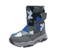 Botas de nieve de camuflaje para niños, botas de esquí con forro polar para invierno, antideslizantes, a media pantorrilla, acolchadas, cálidas, para caminar, senderismo, gris, 31 EU