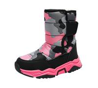 Botas de nieve de camuflaje para niños, botas de esquí con forro polar para invierno, antideslizantes, a media pantorrilla, acolchadas, cálidas, para caminar, senderismo, Pink, 27 EU