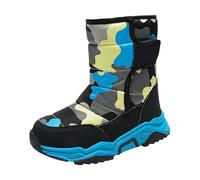 Botas de nieve de camuflaje para niños, botas de esquí con forro polar para invierno, antideslizantes, a media pantorrilla, acolchadas, cálidas, para caminar, senderismo, Blue, 28 EU