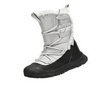 Botas de nieve de forro polar para niños y niñas, cálidas, antideslizantes, con correas ajustables, a media pantorrilla, botas de senderismo, acolchadas, térmicas, deportivas, gris, 31 EU