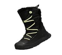 Botas de nieve de forro polar para niños y niñas, cálidas, antideslizantes, con correas ajustables, a media pantorrilla, botas de senderismo, acolchadas, térmicas, deportivas, Black, 31 EU