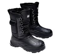 Botas de nieve de invierno para hombre, con cordones, impermeables, retro, con forro térmico, a media pantorrilla, con bolsillo, para senderismo, pasear al perro, Black, 42 1/3 EU