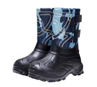 Botas de nieve de invierno para hombre, impermeables, estilo retro, negras, con doble hebilla, forro cálido, para exteriores, senderismo, caminata, Blue, 42 2/3 EU