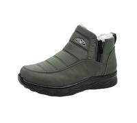 Botas de nieve de invierno para mujer, botas de algodón impermeables con forro de piel, cremallera lateral, tallas 35-45, Green, 36.5 EU