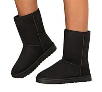 Botas de nieve de media pantorrilla for mujer, botas de plataforma cálidas e impermeables, botines planos informales de invierno de talla grande for mujer para jardín, granja y exteriores(Black,36)