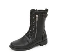 Botas de nieve de piel para mujer, talla grande, para caminar, de gamuza, ligeras, para clima frío, aisladas, con forro polar, antideslizantes, Black, 37 EU
