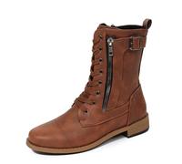 Botas de nieve de piel para mujer, talla grande, para caminar, de gamuza, ligeras, para clima frío, aisladas, con forro polar, antideslizantes, Brown, 39.5 EU