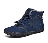 Botas de Nieve for Hombre, Zapatos Invierno Minimalistas, Botines Cortos con Forro Piel cálida, Suela Antideslizante Drop Cero, Puntera Ancha, Zapatillas for Caminar(Blue,EU 43)