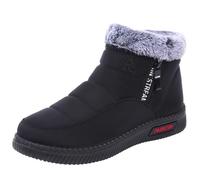 Botas de nieve forradas para mujer, botas de invierno para mujer, muy cálidas, botines con suela plana, botas de ocio con cremallera lateral, botas de trabajo, antideslizantes, de un solo color,