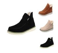Botas de nieve forradas para mujer, botines de invierno para mujer, botas de invierno cálidas, botas planas para exteriores, botas cortas de gran tamaño, botas de entretiempo, Negro , 39 EU