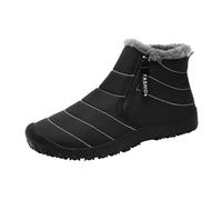 Botas de nieve gruesas y cálidas de moda para hombre con cremallera con zapatos de algodón aterciopelados para exteriores, Negro , 45 EU