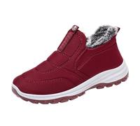Botas de nieve impermeables para mujer, botas de invierno con forro polar cálido, zapatos casuales sin cordones de piel sintética con plataforma para mujer, zapatos ortopédicos de ajuste ancho, botas