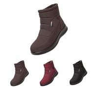 Botas De Nieve Mujer Impermeable Invierno, Botas Plataforma Mitad De La Pantorrilla Para Mujer Punta Redonda, Bota Ancha Bota Antideslizante Bota Color Sólido Vintage Bota Casual Zapato, rojo, 41 EU