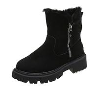 Botas de nieve para mujer, antideslizantes, con forro cálido, botas de invierno, impermeables, botas de nieve medianas con cremalleras, cómodas botas de nieve, botas de goma n4