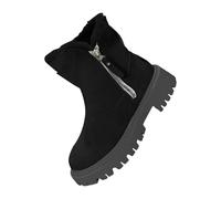 Botas de nieve para mujer, antideslizantes, con forro cálido, botas de invierno, impermeables, botas de nieve medianas con cremalleras, cómodas botas de nieve, botas de goma, talla grande, Negro , 40