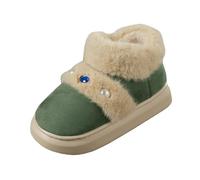 Botas de nieve para mujer, de algodón, para otoño e invierno, con botas de nieve cortas engrosadas de lana, zapatos cálidos antideslizantes, botas de invierno a la rodilla sin tacón, Verde, 39 EU