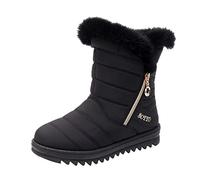 Botas de nieve para mujer de piel botas plataforma media pantorrilla para mujer puntera redonda bota cierre de cremallera bota de gran tamaño casual botas otoño invierno cálido botas antideslizante