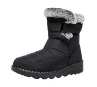 Botas de nieve para mujer, forradas, impermeables, de alta moda, para parejas, hombres, mujeres, invierno, impermeables, con ganchos, planos, con lazo, mantener el calor, botas de nieve, cómodas