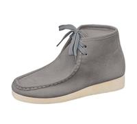 Botas de nieve para mujer para otoño e invierno, retro, color liso, suela de lengüeta, de gamuza, para pasear al perro, clima frío, impermeables, botas de agua cortas para lluvia, gris, 39 EU