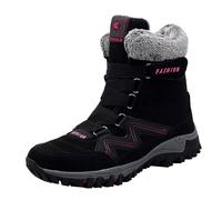 Botas de nieve unisex a media pantorrilla, con forro de piel cálida, antideslizante, correa de hebilla, botas de senderismo al tobillo, talla grande, ligeras, para exteriores, senderismo, senderismo