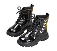 Botas De Niña Invierno 37 - Es Elegantes para S con Parte De Cuero Floral Diseño con Cordones Y Cremallera Lateral para Un Uso Fácil Calzado De Moda para Otoño E Invierno (Black 28 Little Child)
